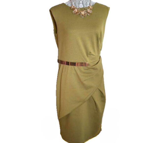 Melanie Lyne Dresses & Skirts - Melanie Lyne Crew Neck Ruched Ponte Sheath Dress Size 12 NWT